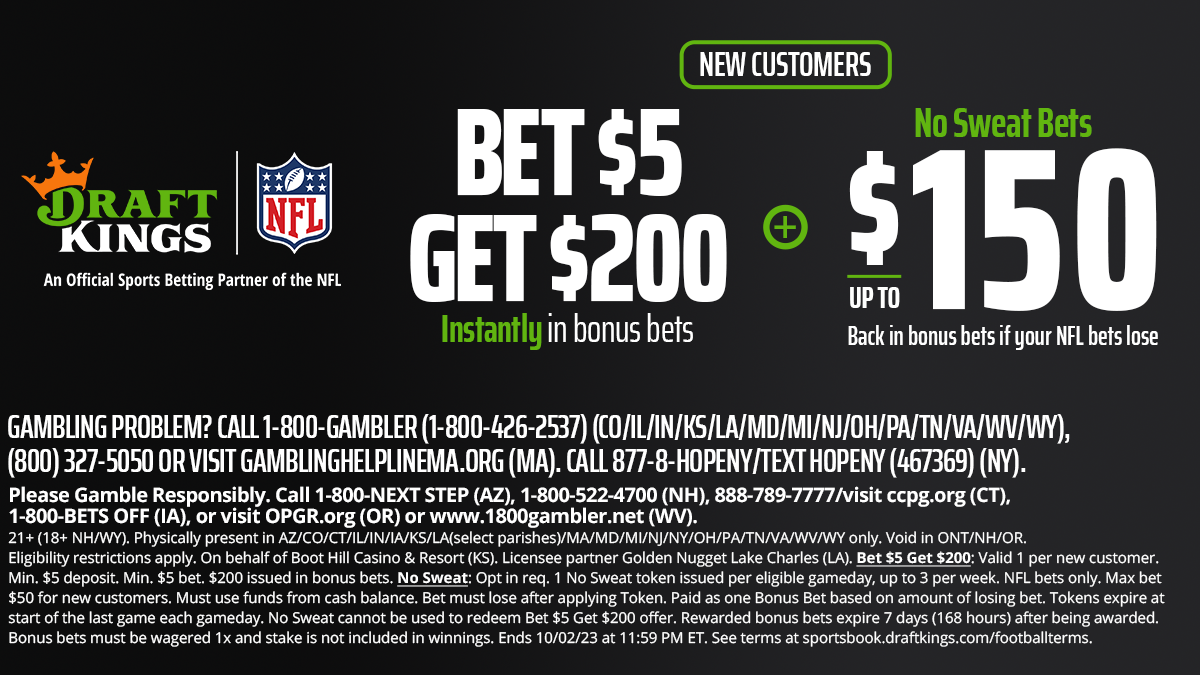 NFL draftkings bet 5 get 200 Score Big with DraftKings Sportsbook PA: Bet $5 Get $200 Instantly + Up to $150 in No Sweat Bets!